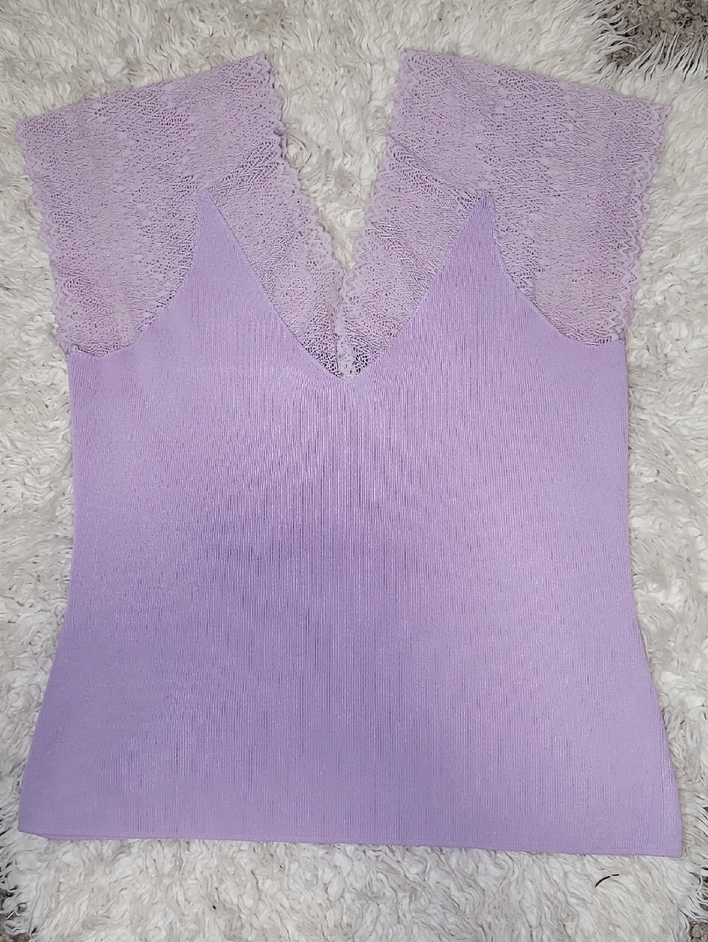 Nicole Miller Lavender Lace V-Neck Camisole